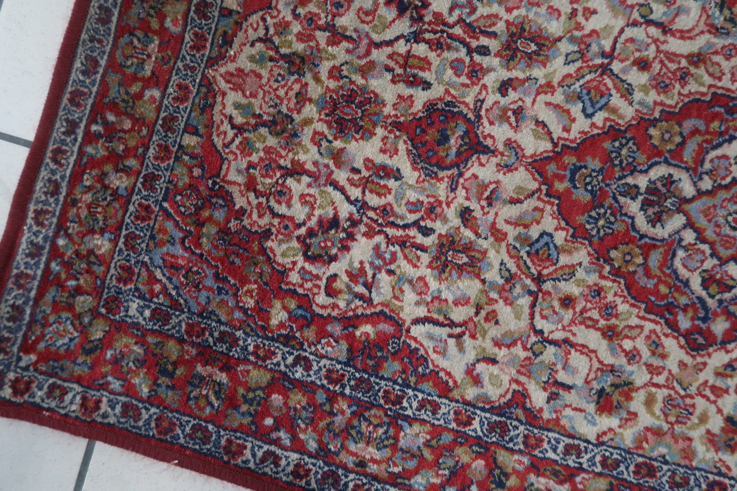 Detailed view of the wool fibers, highlighting the rug's durability and texture