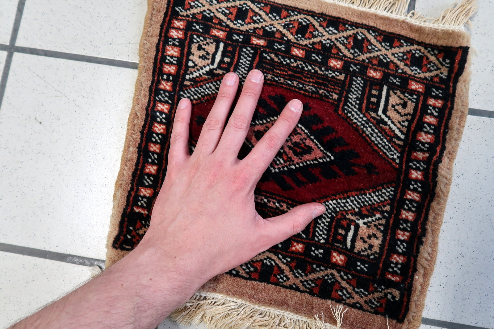 Detailed view of the intricate weaving techniques, reflecting Uzbek Bukhara craftsmanship