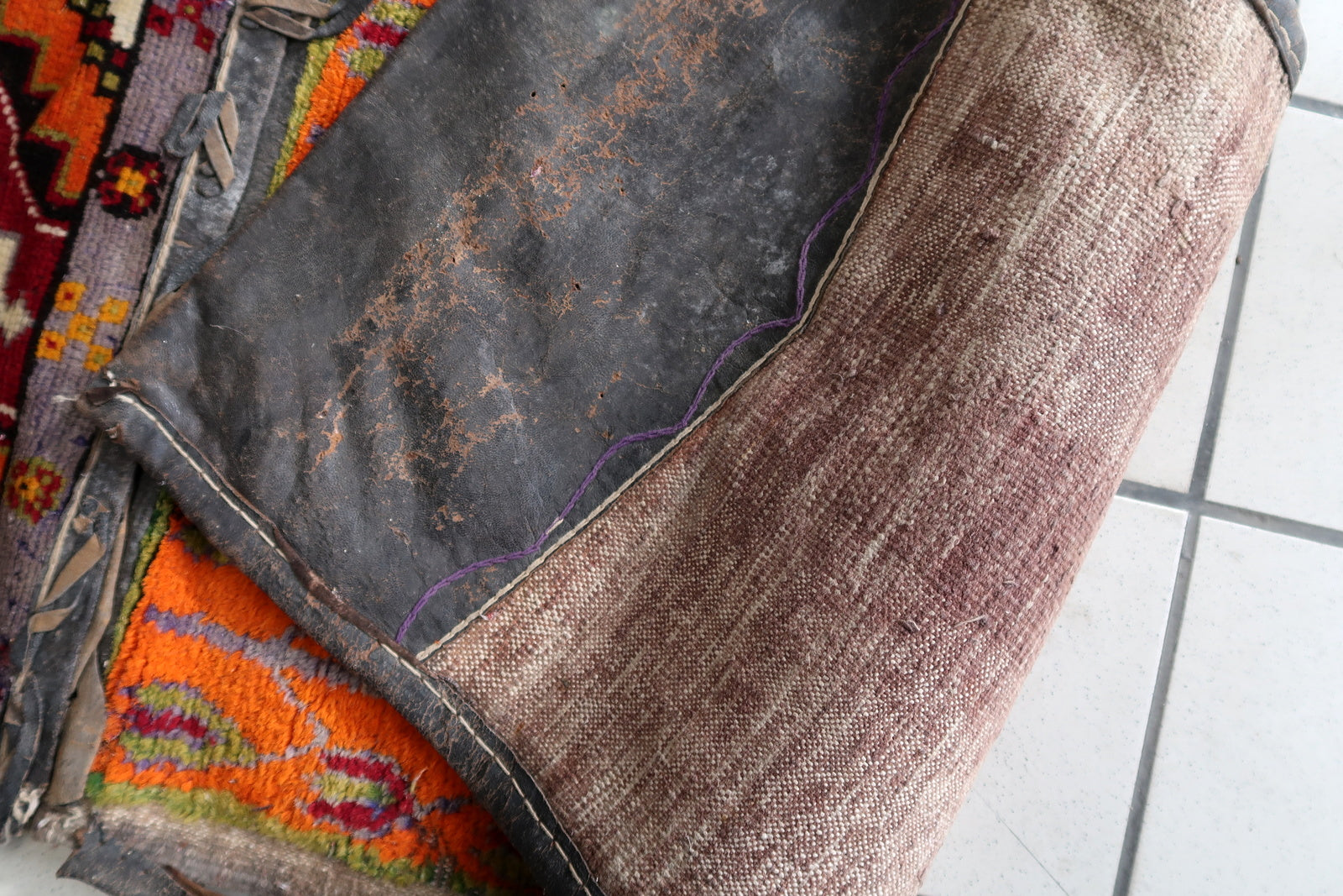 Back Side of Handmade Vintage Persian Afshar Saddle Bag - 1940s