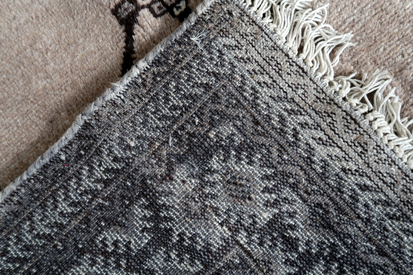 Back Side of Handmade Vintage Persian Gabbeh Rug - 1970s