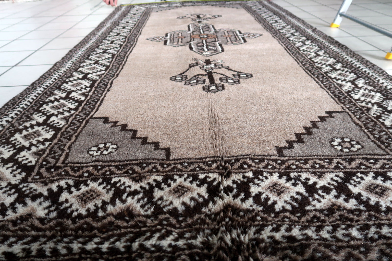 Rectangular Shape and Earthy Brown Base Color of Vintage Persian Gabbeh Rug - 1970s