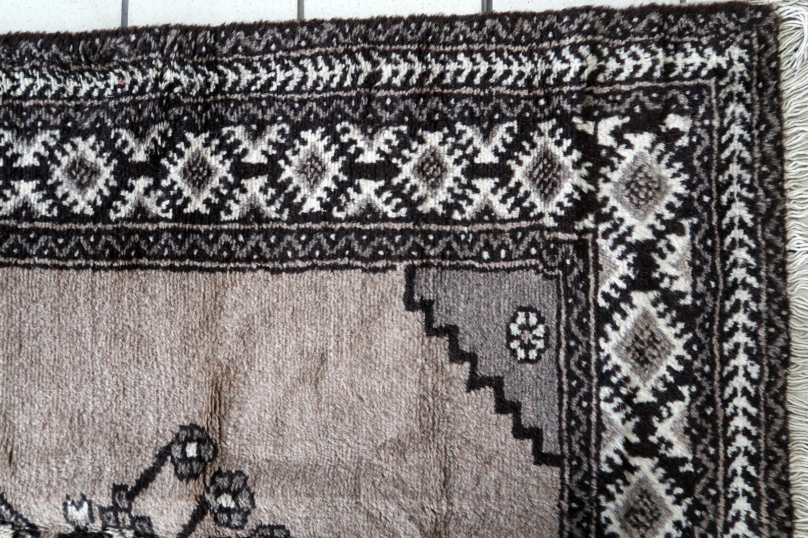 Rectangular Shape and Earthy Brown Base Color of Vintage Persian Gabbeh Rug - 1970s