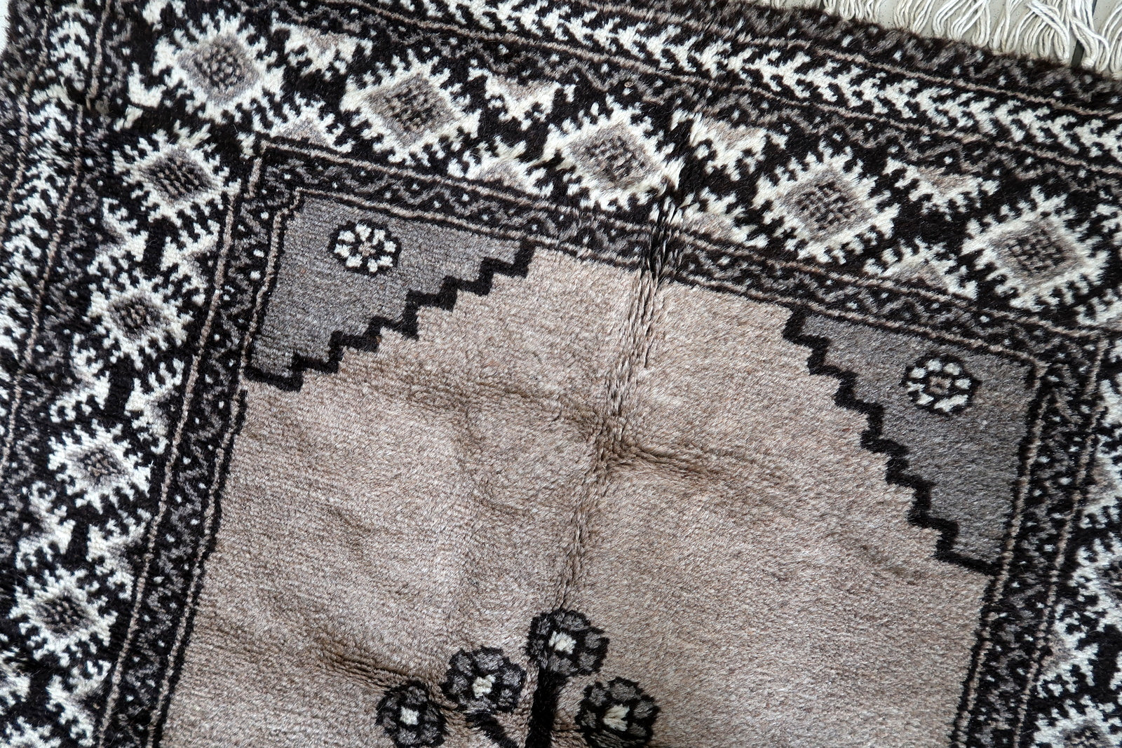 Intricate Design Blending Traditional Persian Elements with Modern Aesthetic on Handmade Gabbeh Rug - 1970s