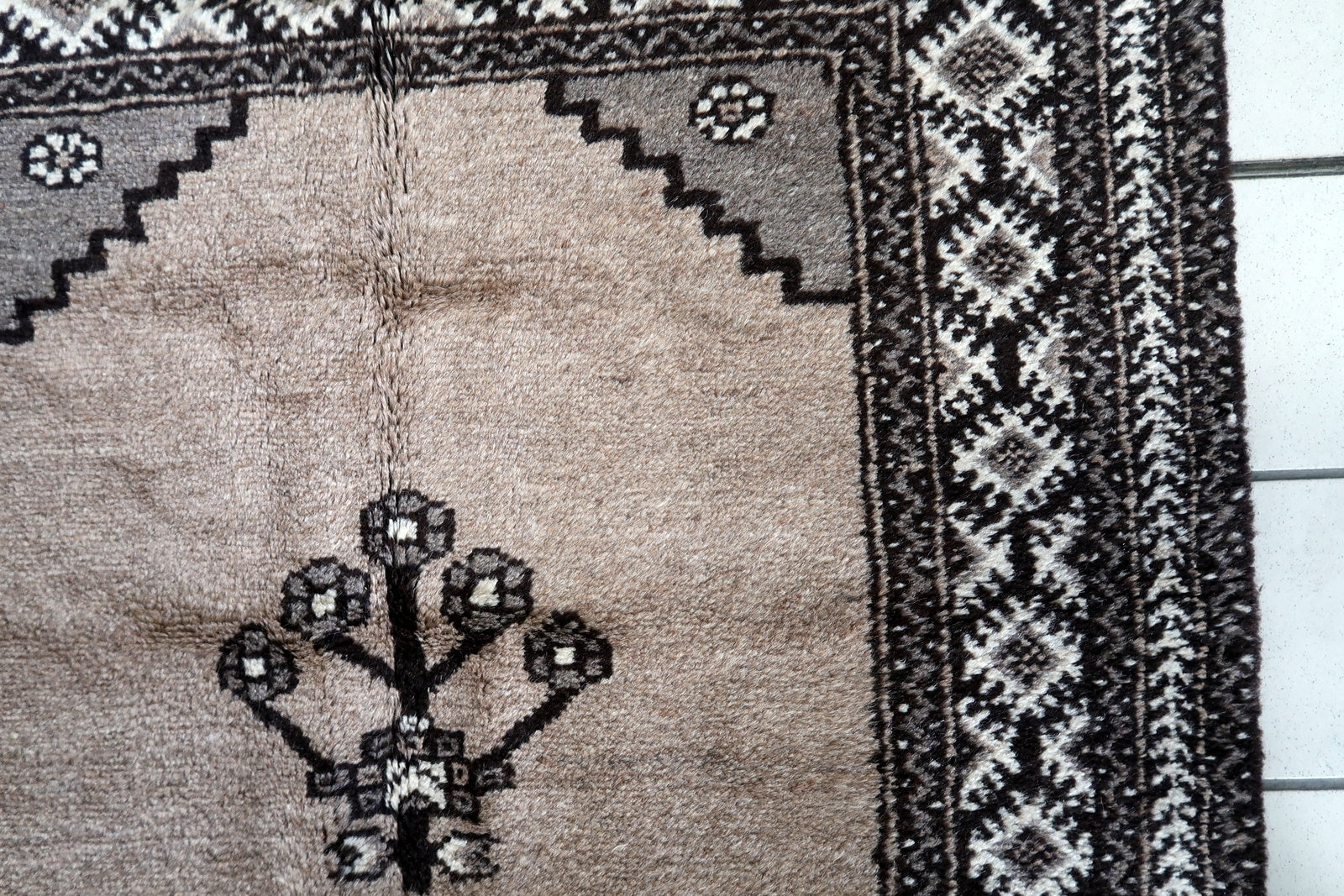 High-Quality Wool Material Providing Durability and Softness on Vintage Persian Gabbeh Rug - 1970s