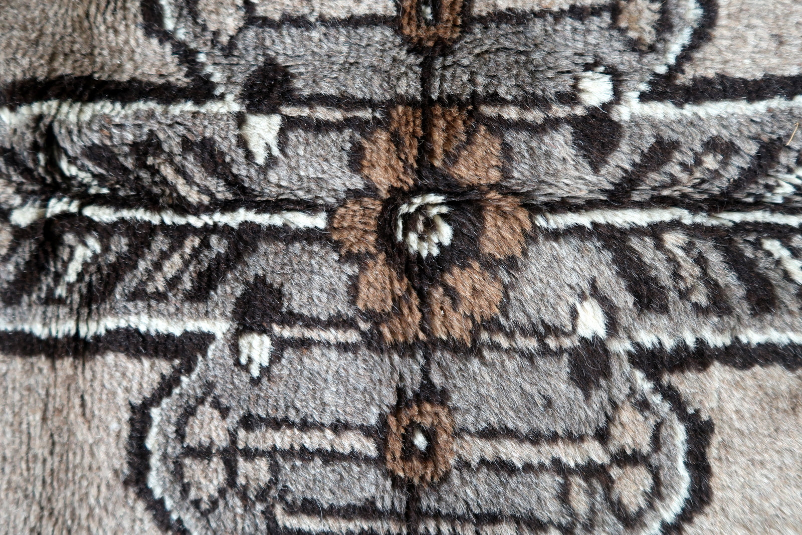 Darker Shades of Brown and Beige Adding Harmonious Contrast to Handmade Gabbeh Rug - 1970s