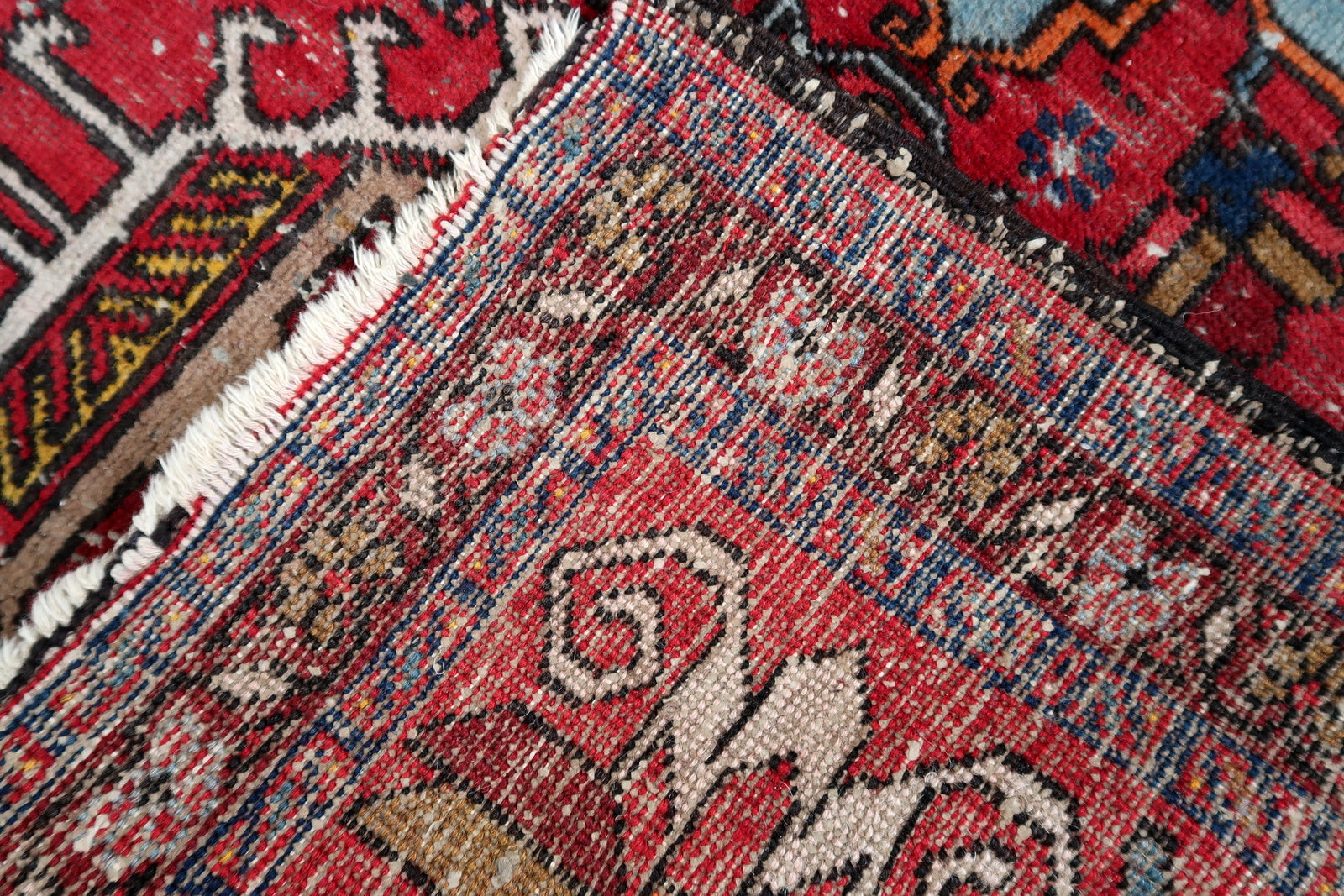 Back Side of Handmade Antique Persian Karajeh Rug - 1920s