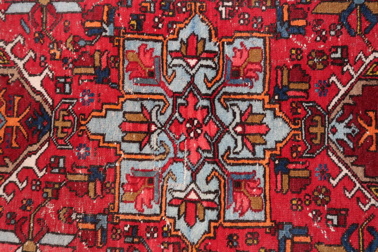Signs of Age Wear Indicating Antique Status of Handmade Persian Karajeh Rug - 1920s