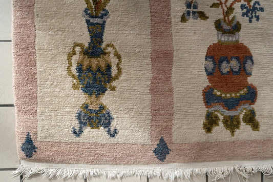 Rectangular Shape and Striped Pattern of Vintage Tibetan Khaden Rug - 1970s