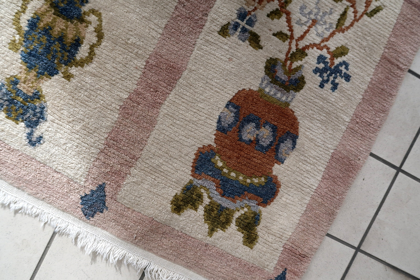 Soft Feel Underfoot Provided by Wool Material on Handmade Vintage Rug - 1970s