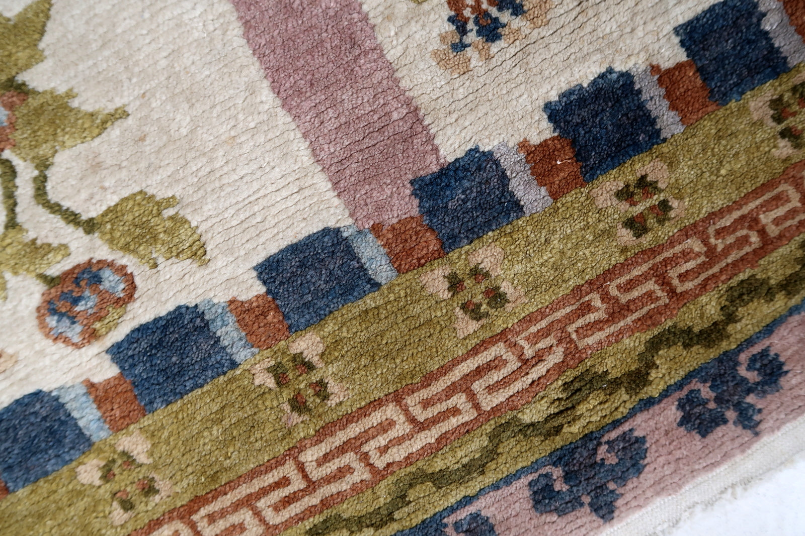 Soft Feel Underfoot Provided by Wool Material on Handmade Vintage Rug - 1970s