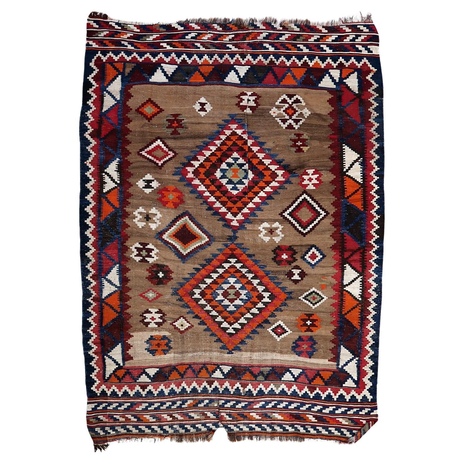 Antique Ardabil kilim rug from Persia, 1930s

