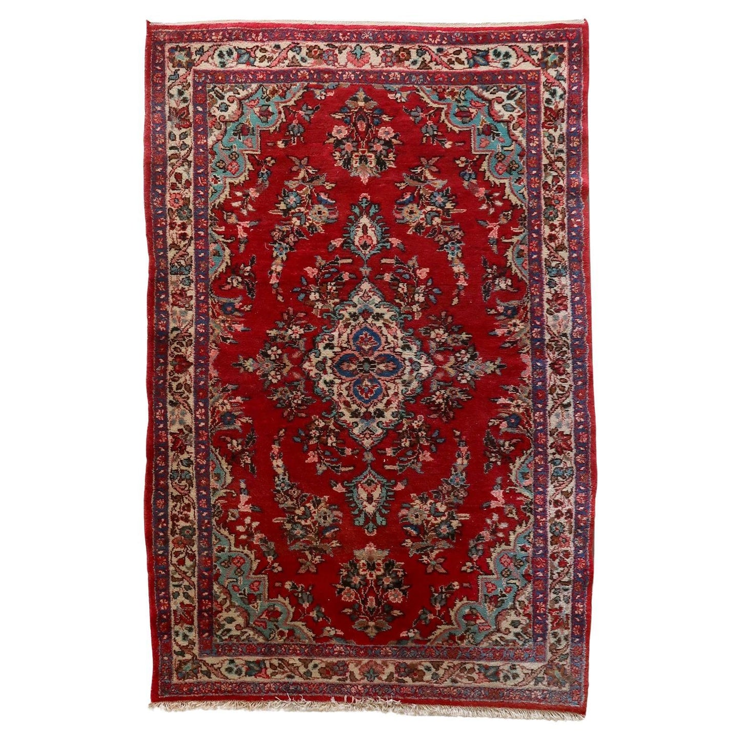 Vintage Persian Malayer rug with floral geometric design

