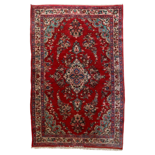 Vintage Persian Malayer rug with floral geometric design

