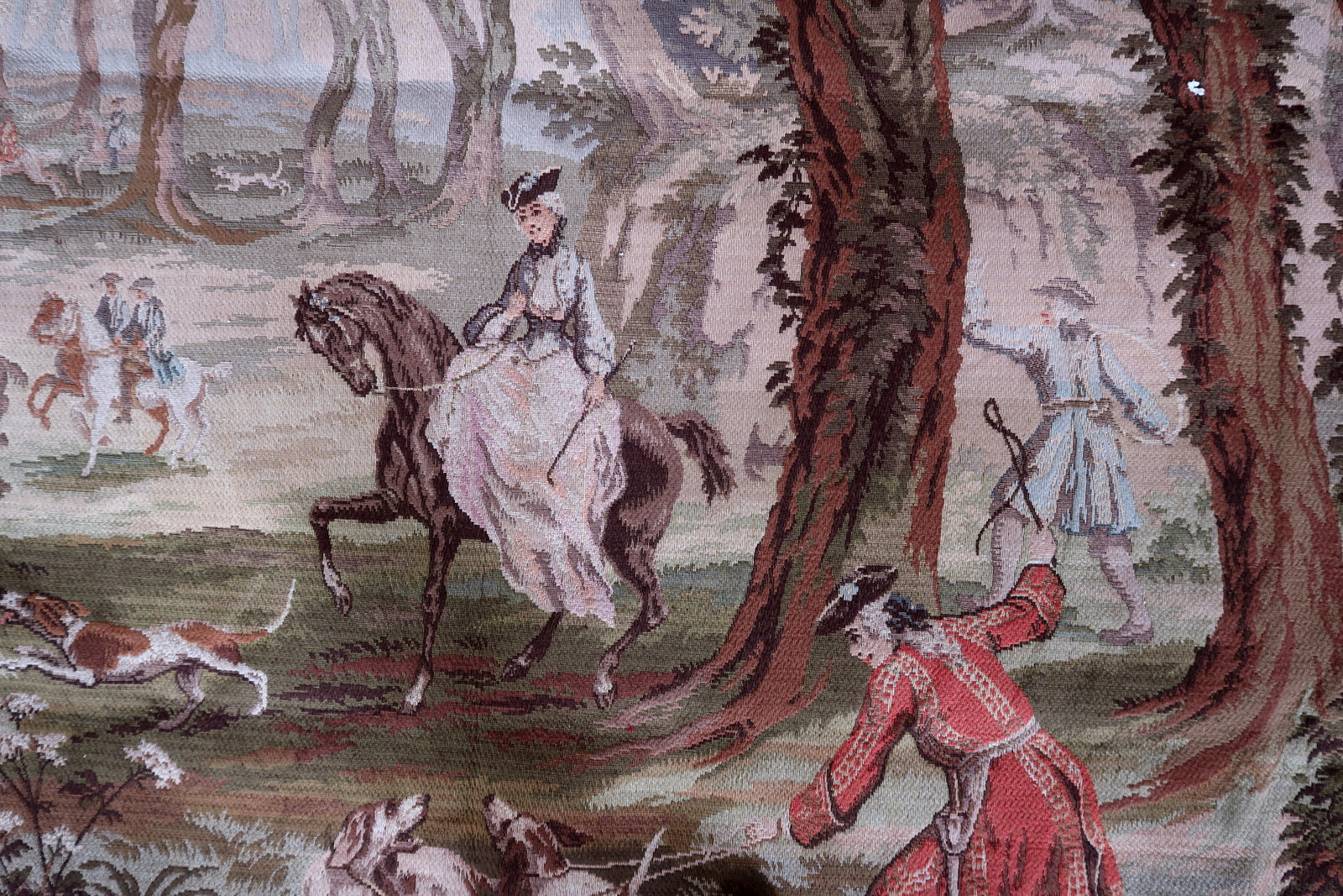 Full view of the tapestry showing the entire forest landscape.


