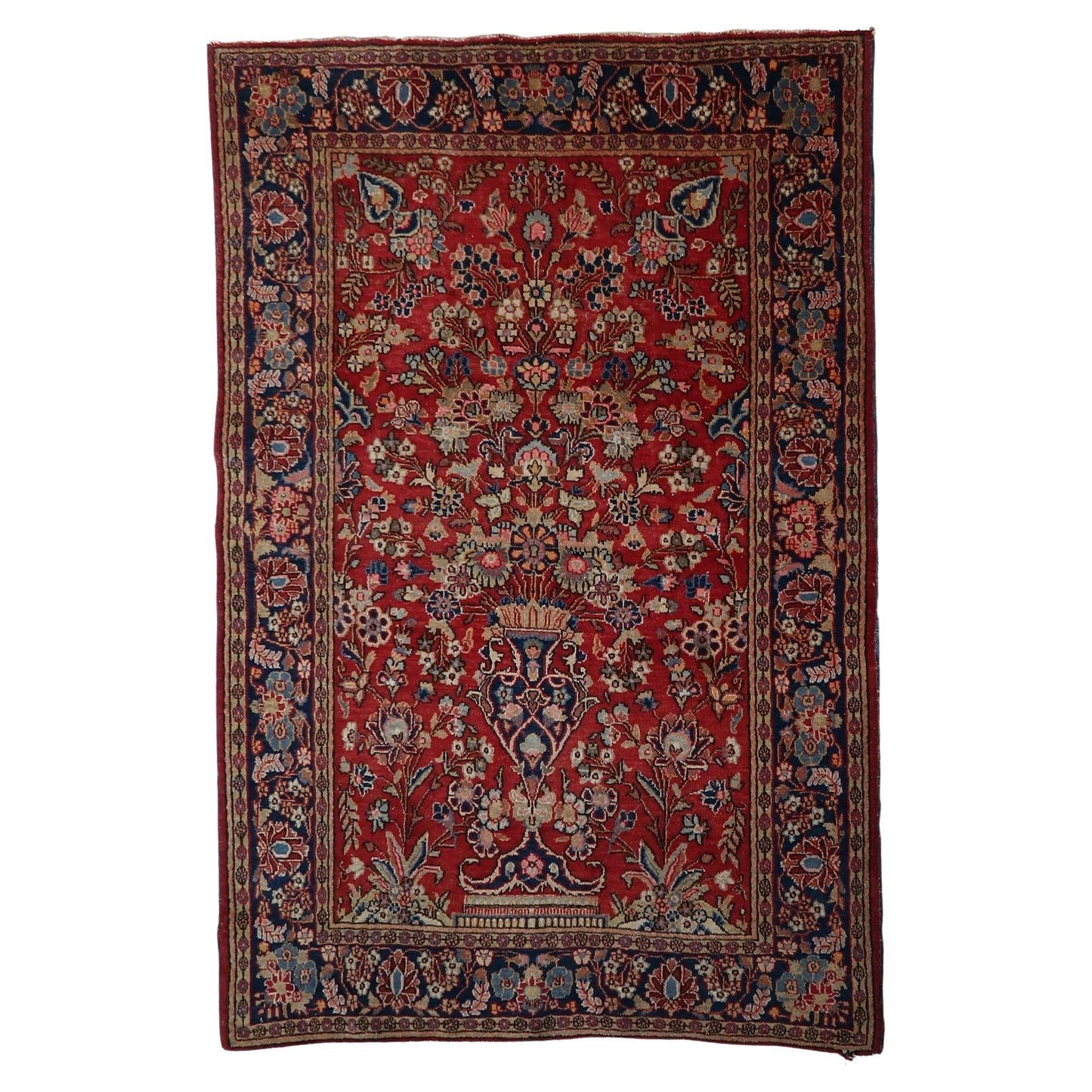 Antique Kashan rug with a lush all-over floral Tree of Life design.

