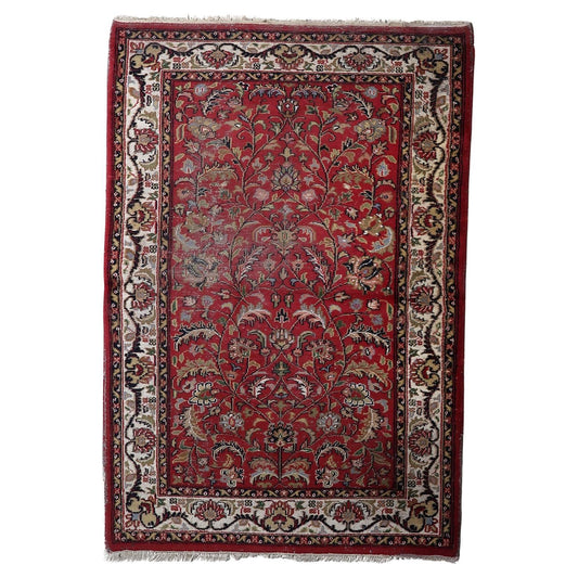 Vintage distressed Hamadan rug with all-over floral pattern

