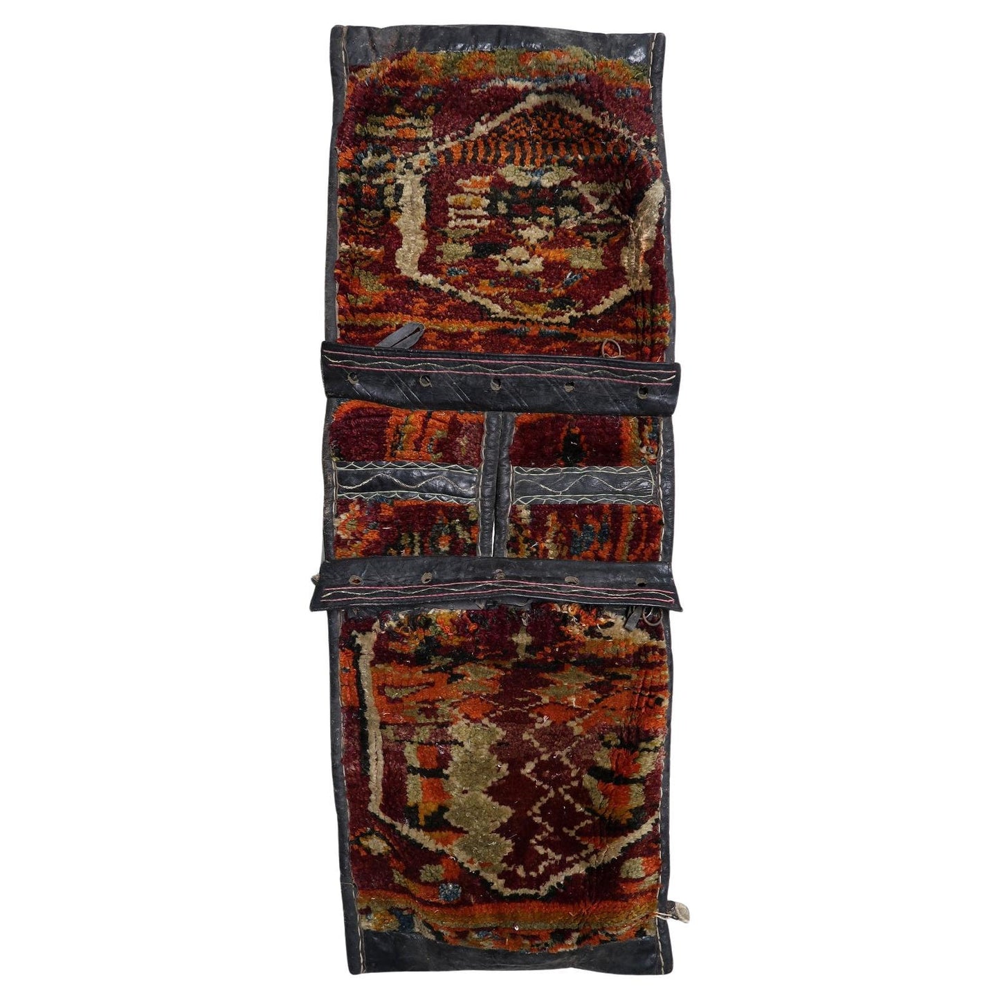 Antique Kurdish saddle bag with two woven panels

