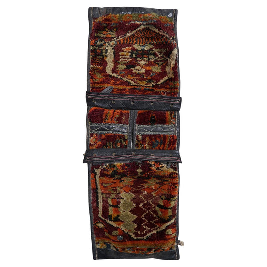 Antique Kurdish saddle bag with two woven panels

