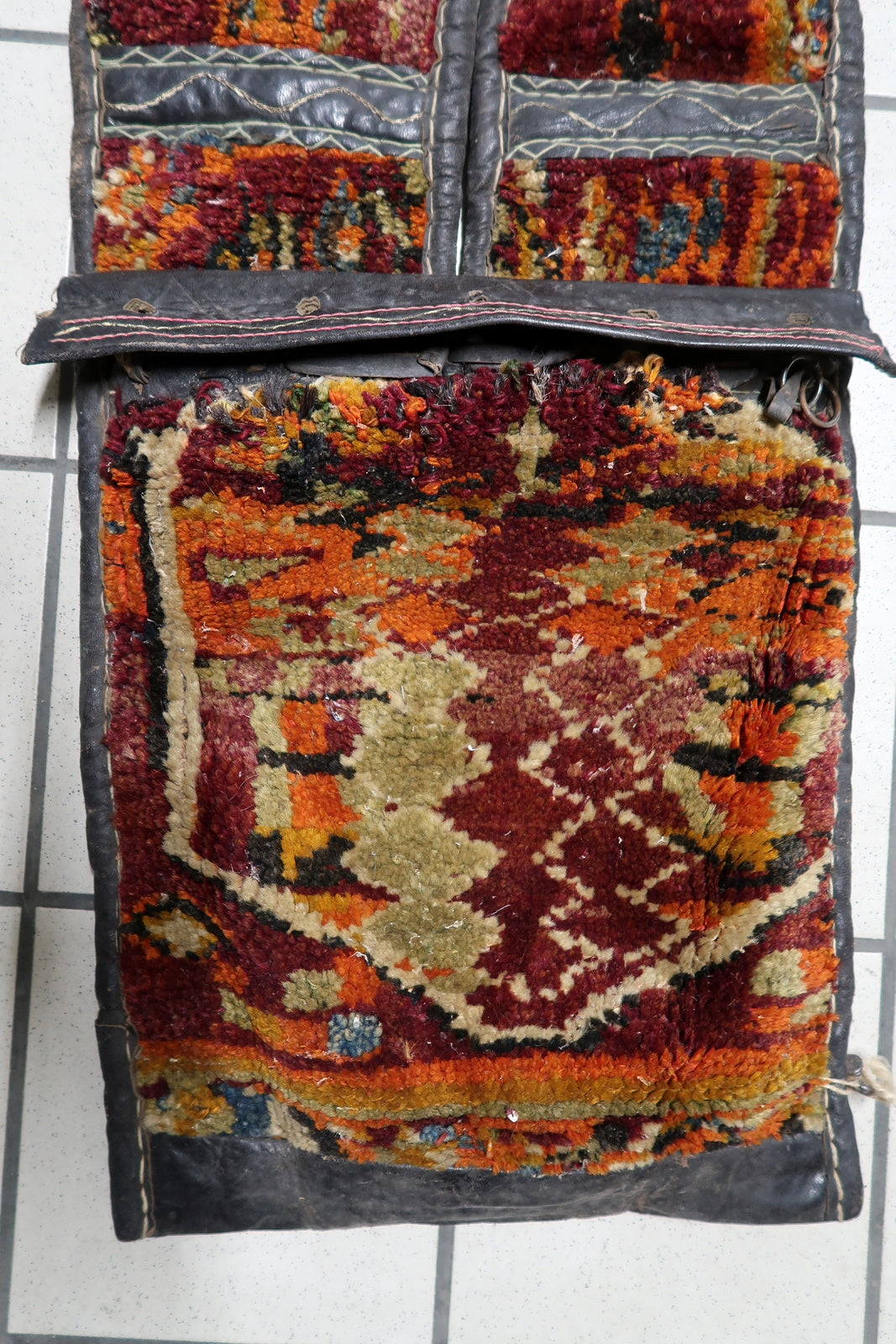 Detailed view of long-pile wool weaving texture

