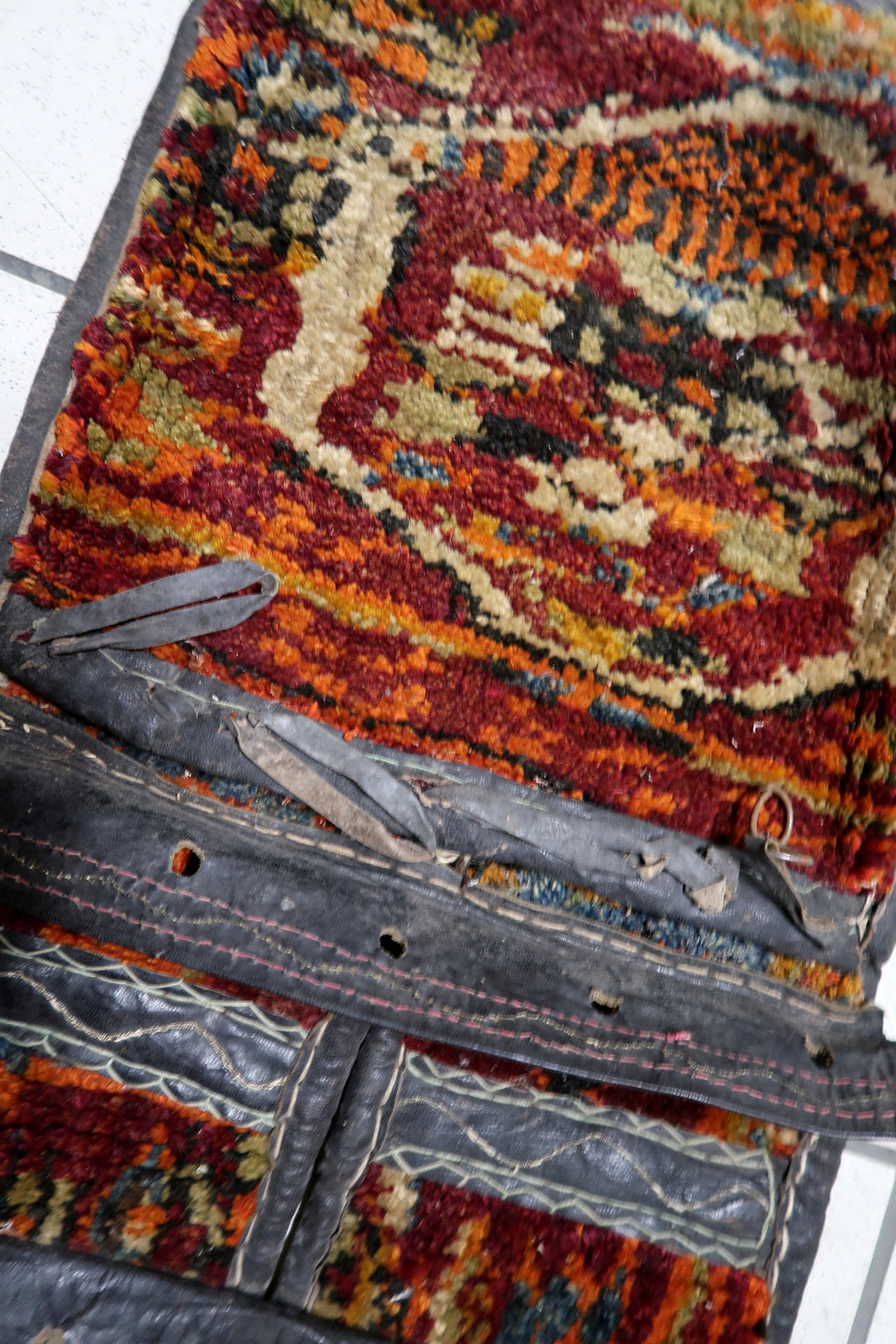 Full view of saddle bag showing both woven sections

