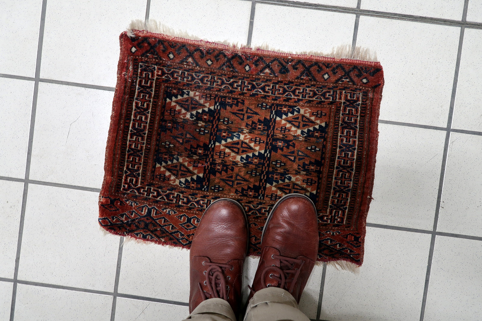 Full view of small tribal mat showcasing balanced design

