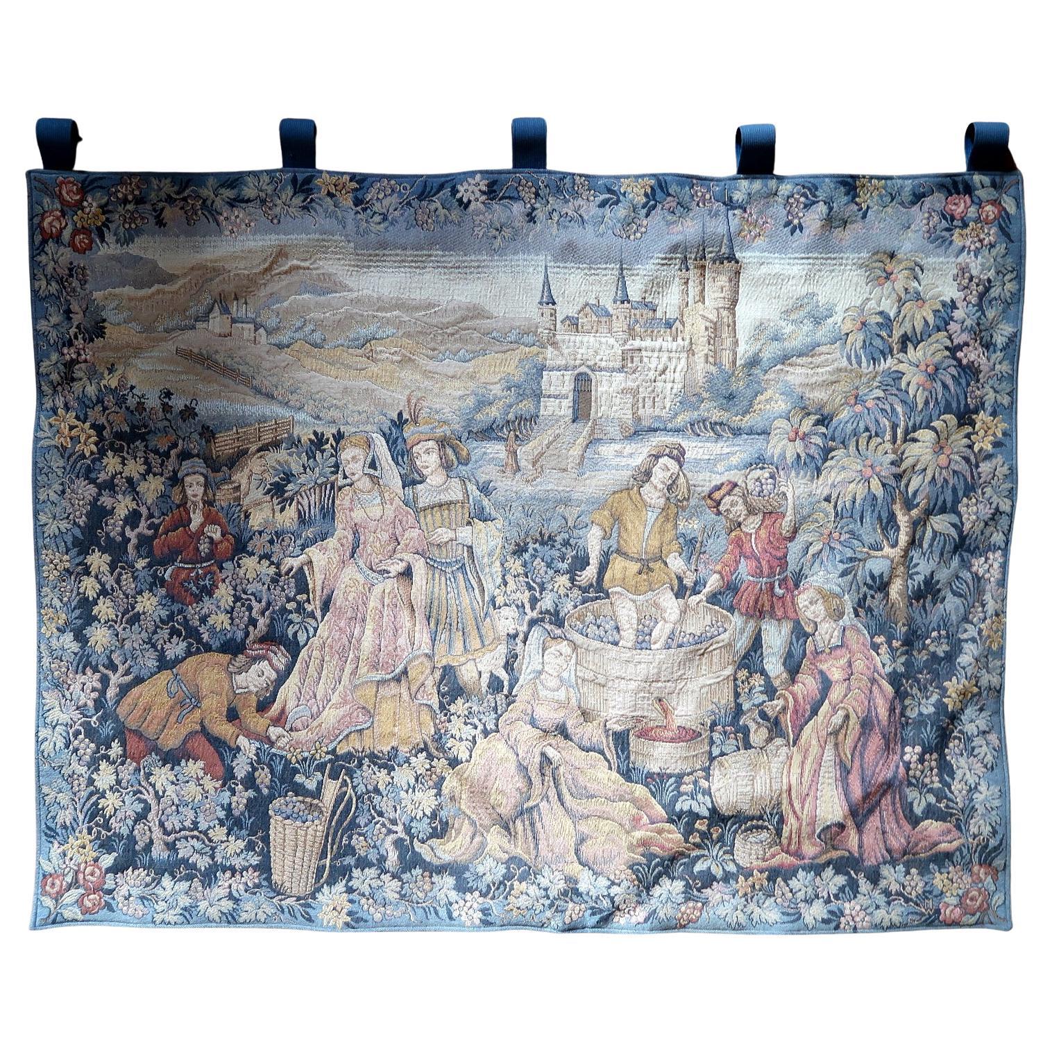 Vintage French tapestry Le Chant de la Vigne by Marc Waymel

