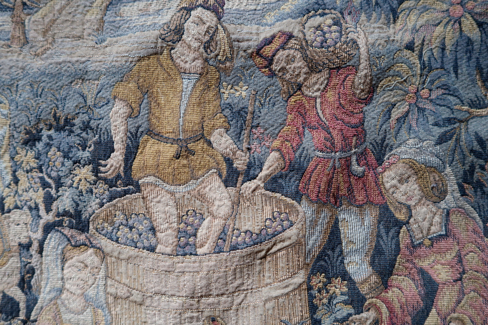 Detailed millefleurs background with floral patterns

