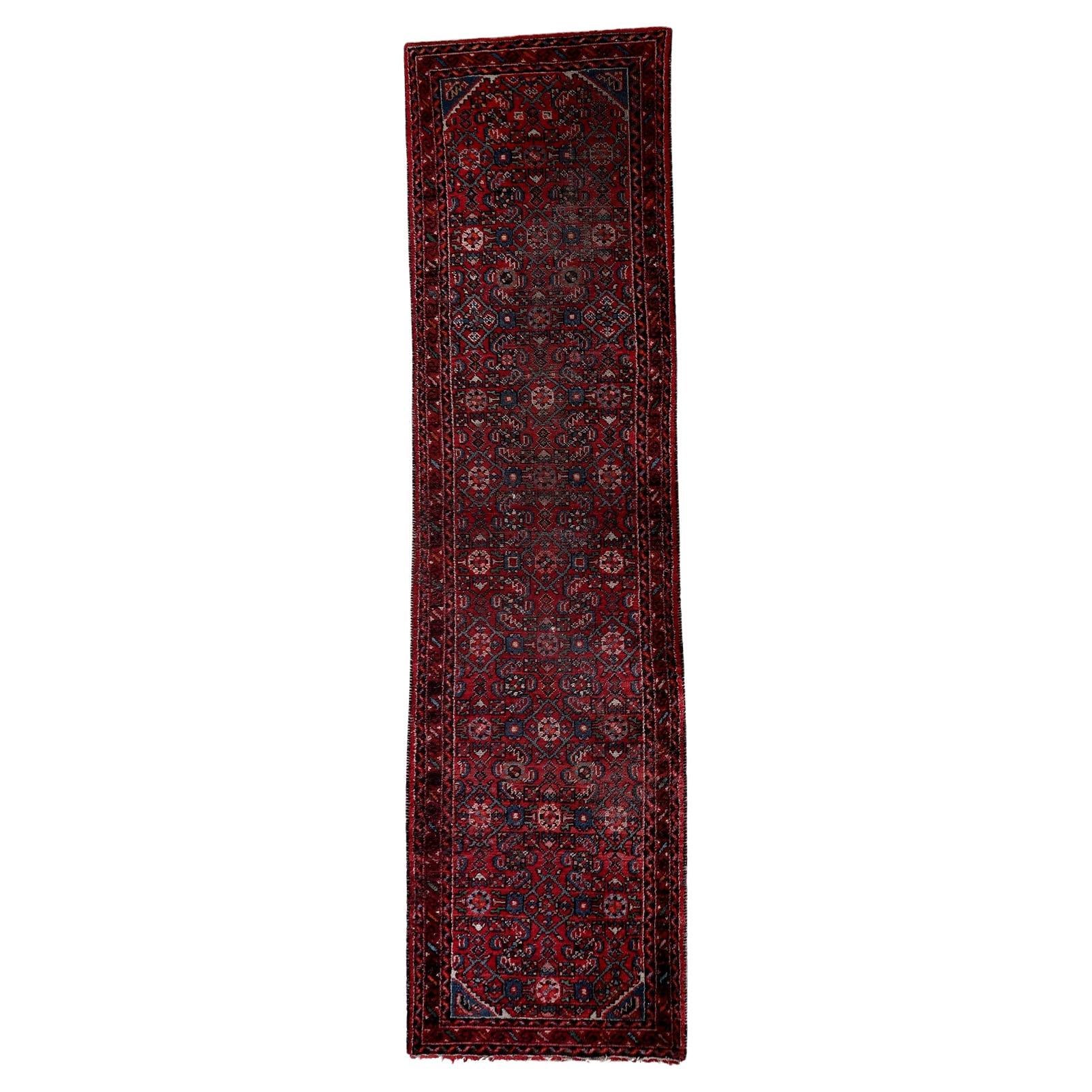 Distressed antique Persian Hamadan runner rug, circa 1920, 2.8' x 9.11'
