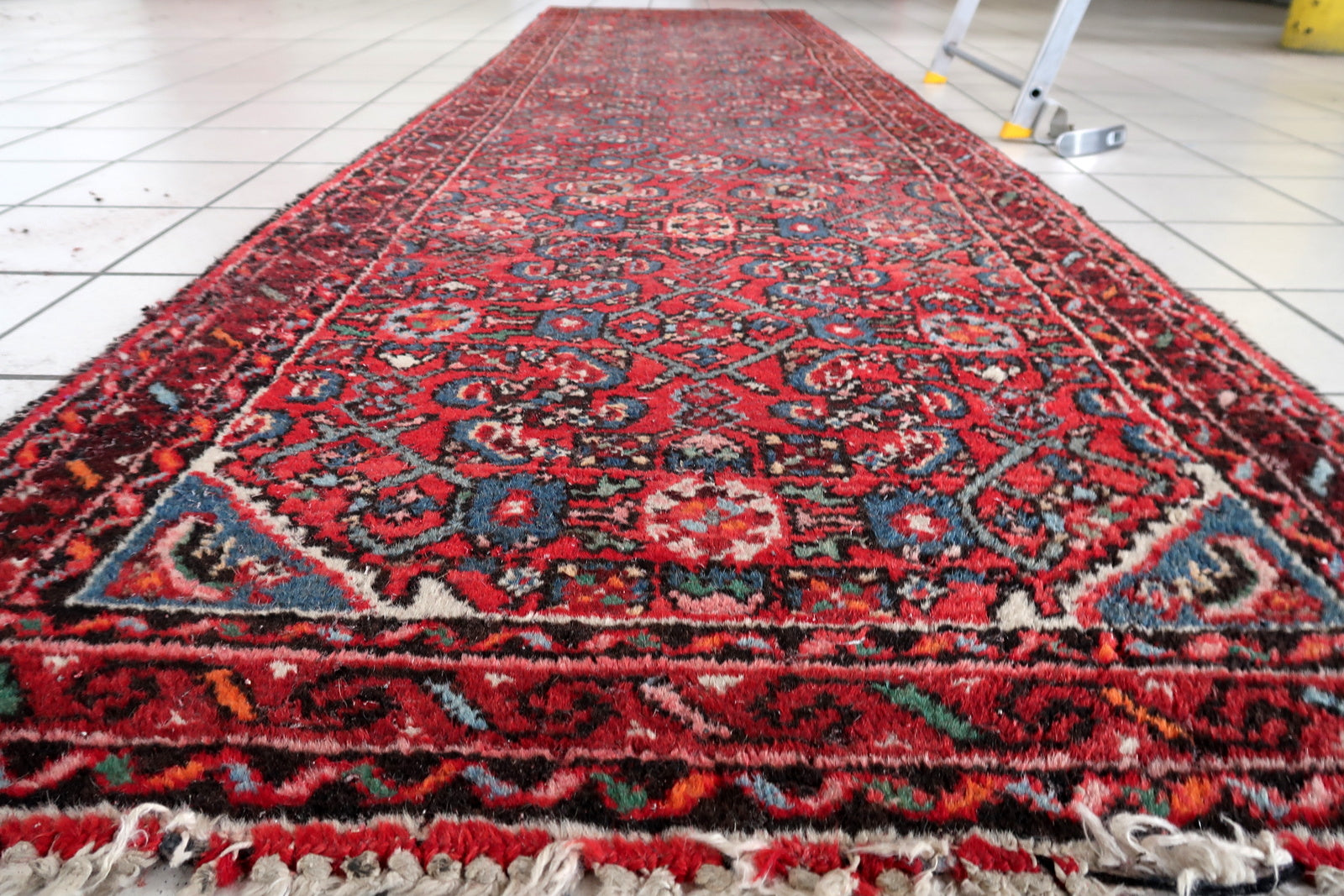 Vintage Persian Hamadan runner showing traditional weaving techniques
