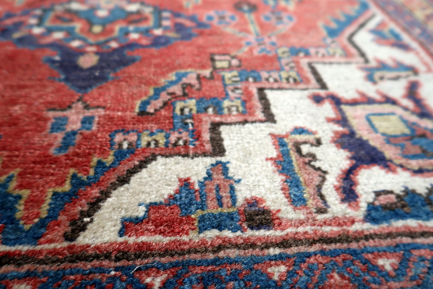 Angle shot capturing the softened, mature hues of the natural dyes.

