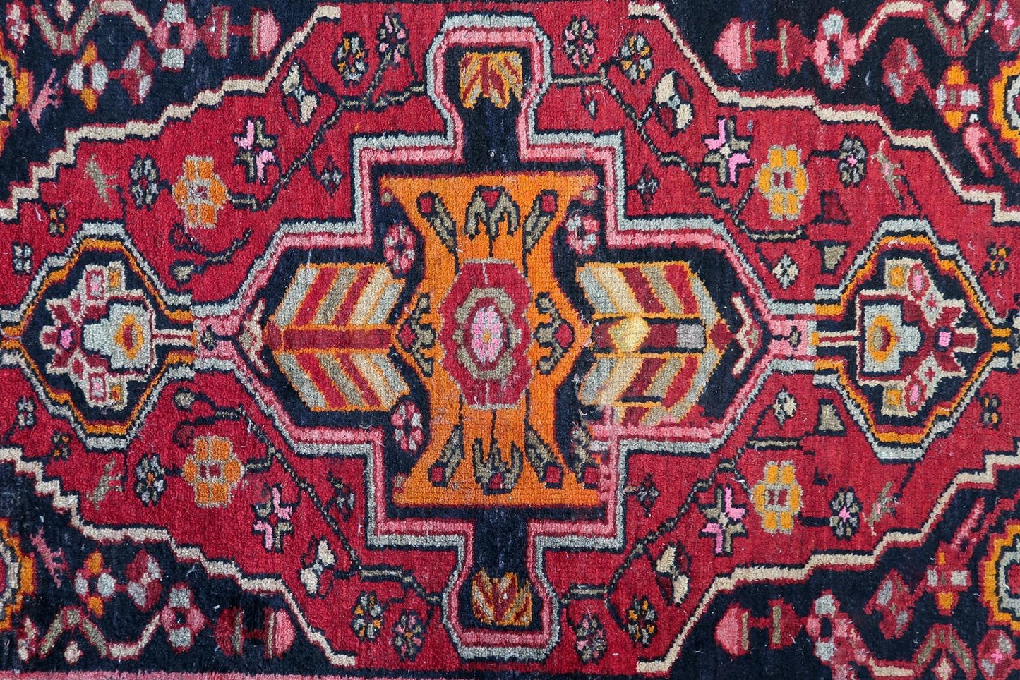 Antique Persian rug with brilliant natural dyes and well-preserved pile in excellent condition.

