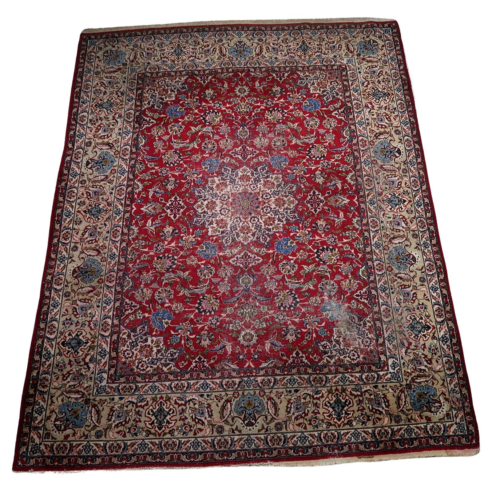 Antique Persian Tabriz rug, circa 1900s, hand-knotted wool on cotton foundation. Large palace-size carpet at 10.1' x 13.3'.

