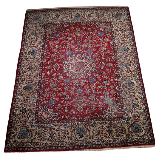 Antique Persian Tabriz rug, circa 1900s, hand-knotted wool on cotton foundation. Large palace-size carpet at 10.1' x 13.3'.

