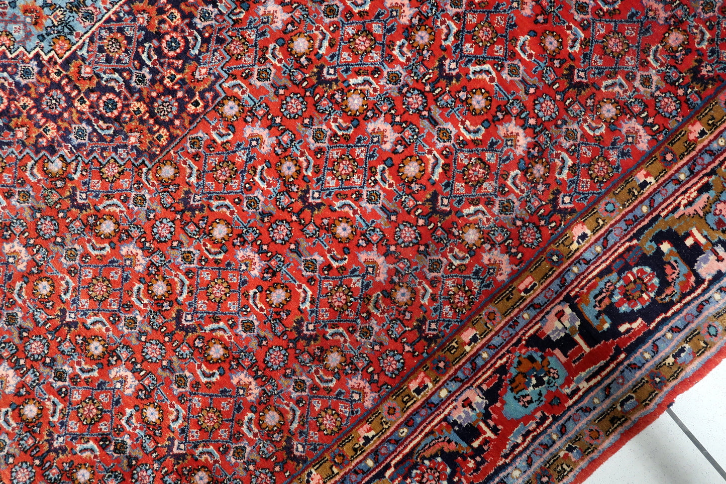 Early 20th century "Iron Rug" from Bidjar, Persia, with Herati field pattern.

