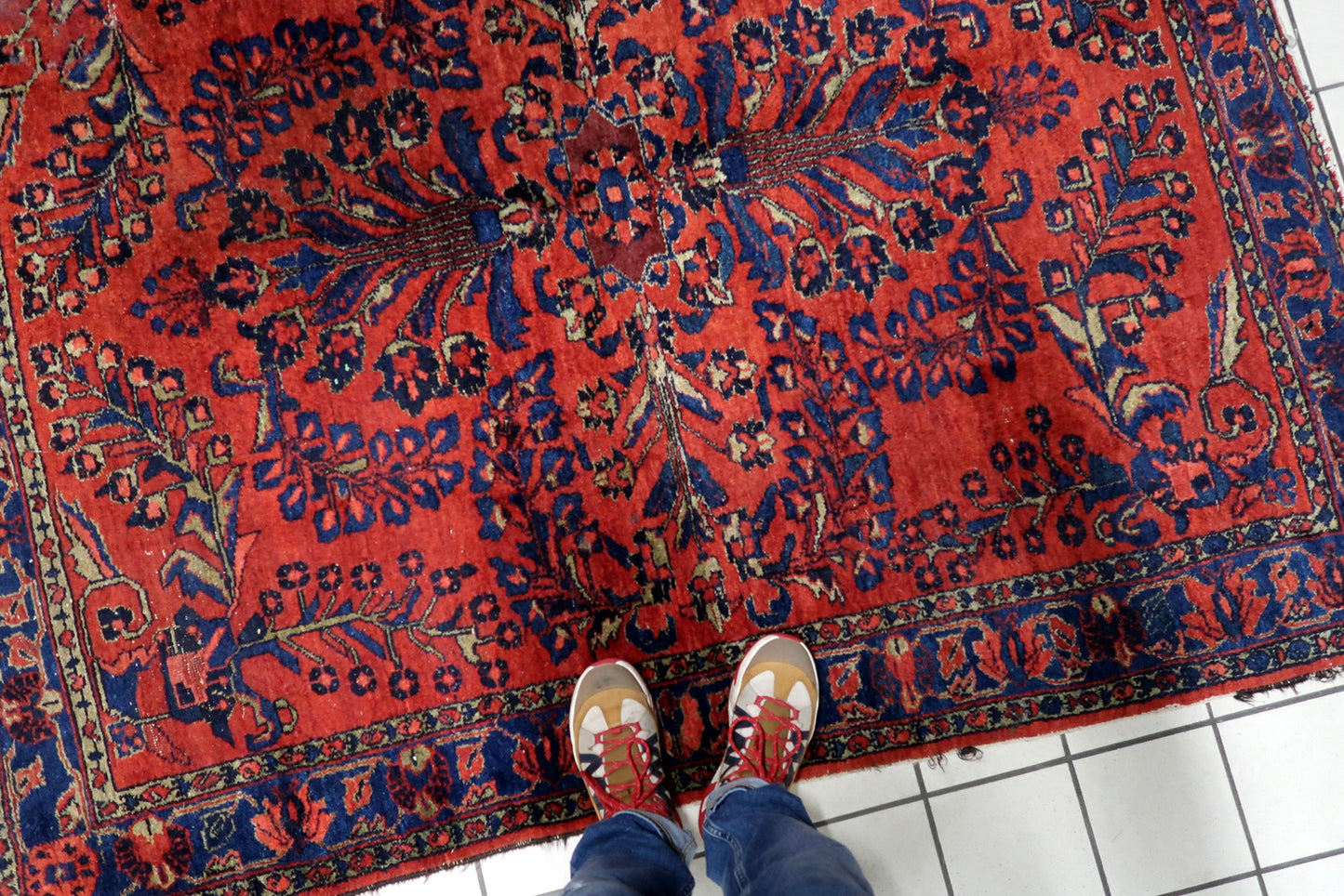Antique Persian Lilihan rug with nearly square proportions, ideal as a commanding focal point in a classic living room or library.

