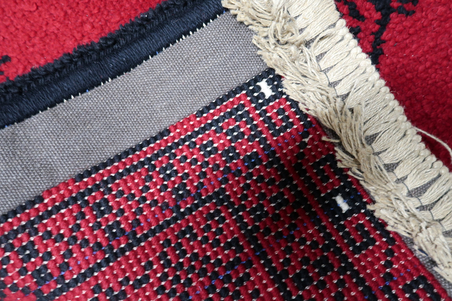 Medium-sized vintage wool carpet 117 x 199 cm with dense pile and timeless Parisian elegance