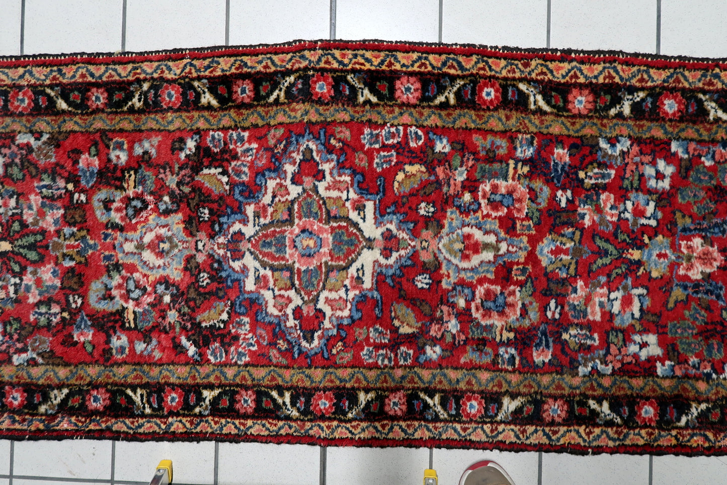 Vintage Persian runner 2x10 Hamadan warm palette authentic wear