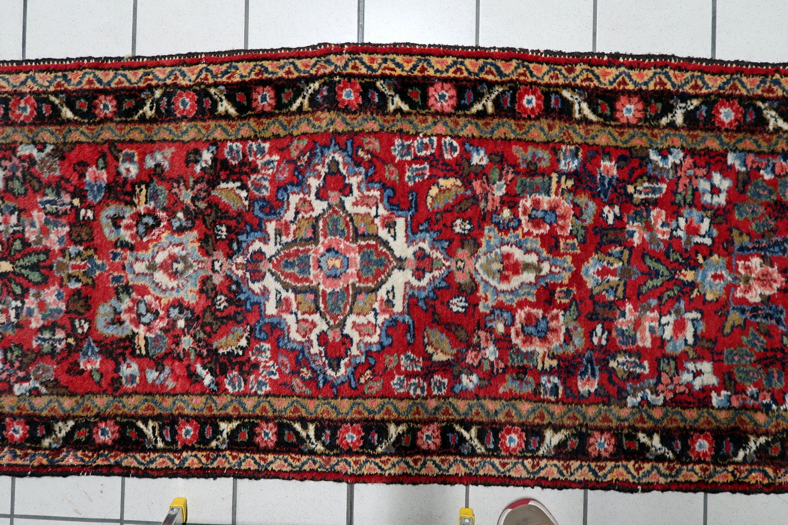 Vintage Persian runner 2x10 Hamadan warm palette authentic wear