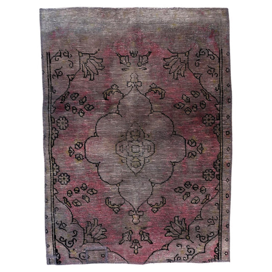 Vintage Turkish Anatolian fragment rug 1940s handmade wool 2.11x4 ft full view with bold geometric tribal motifs

