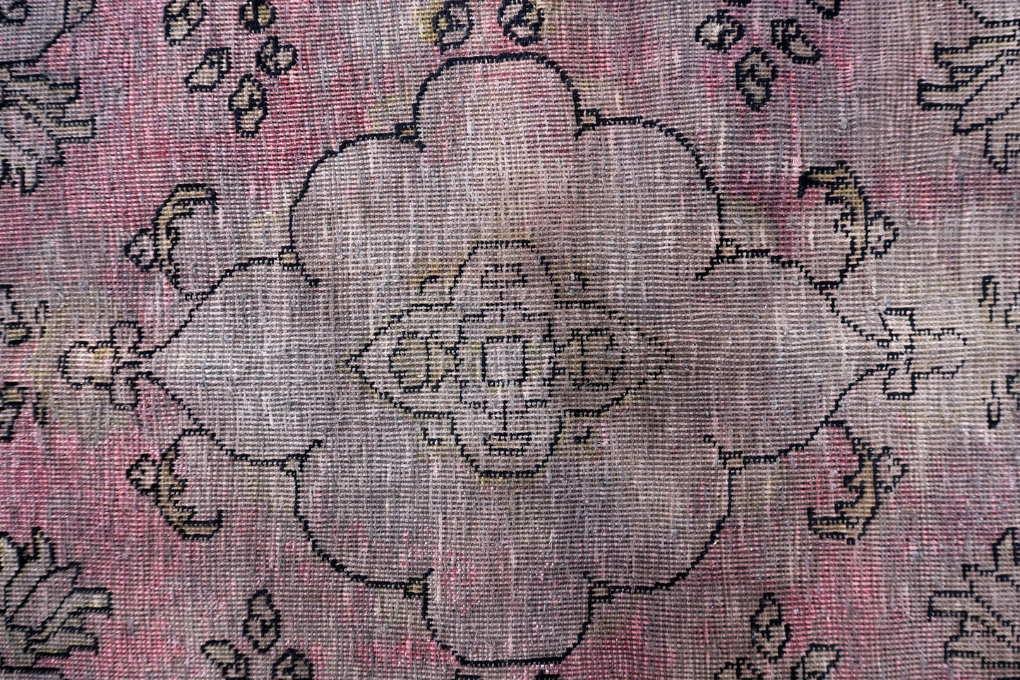 Turkish fragment rug texture and hand-spun wool detail with low pile and beautiful abrash color variation

