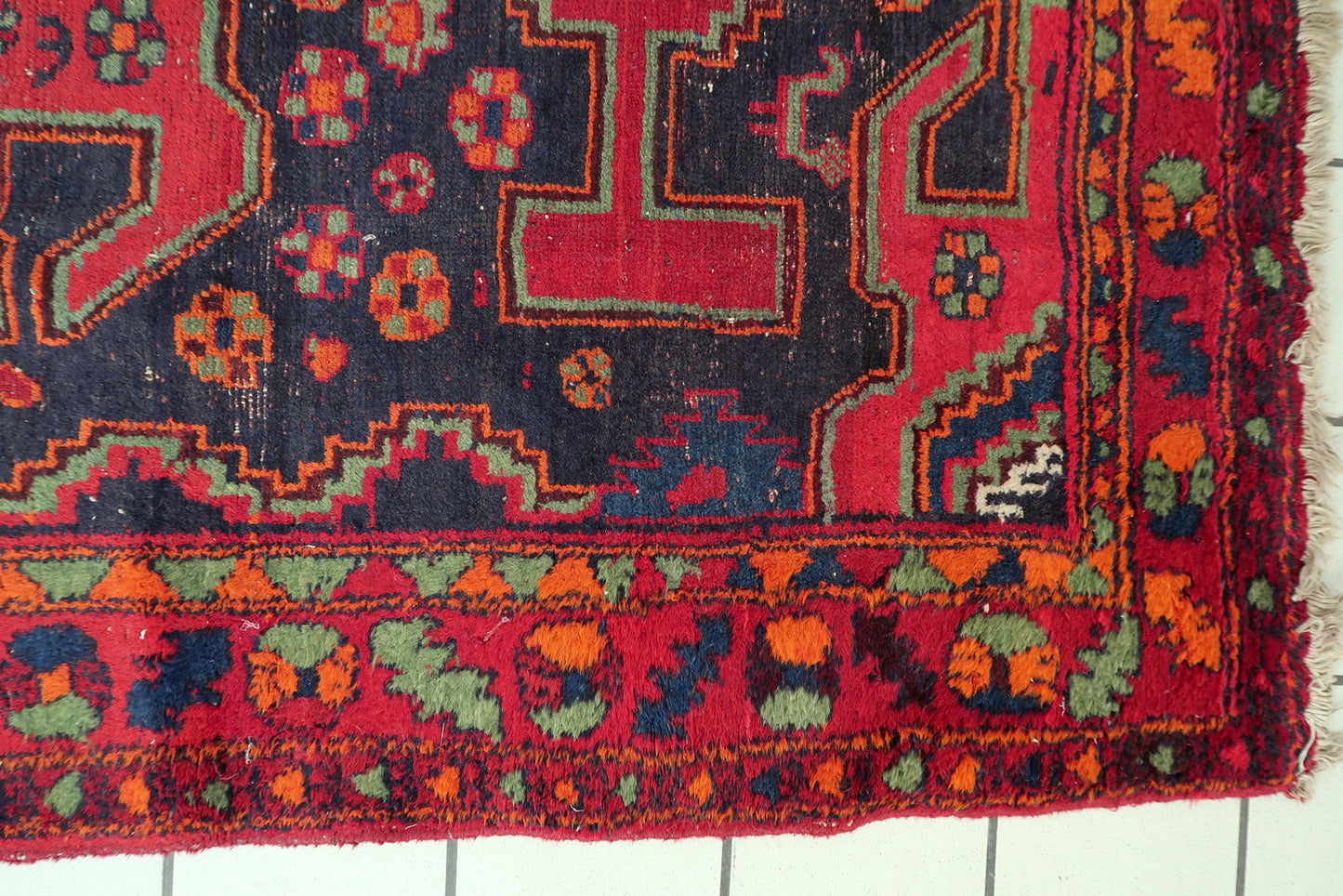 Handmade Persian Hamadan rug, vintage tribal design with classic motifs