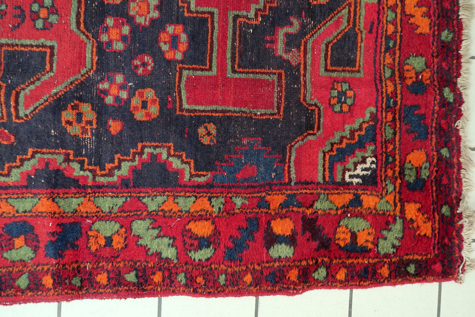 Handmade Persian Hamadan rug, vintage tribal design with classic motifs