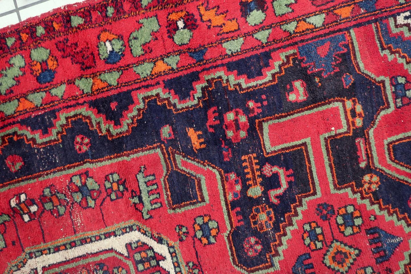 Antique Persian Hamadan rug, handwoven wool carpet with rich earthy tones