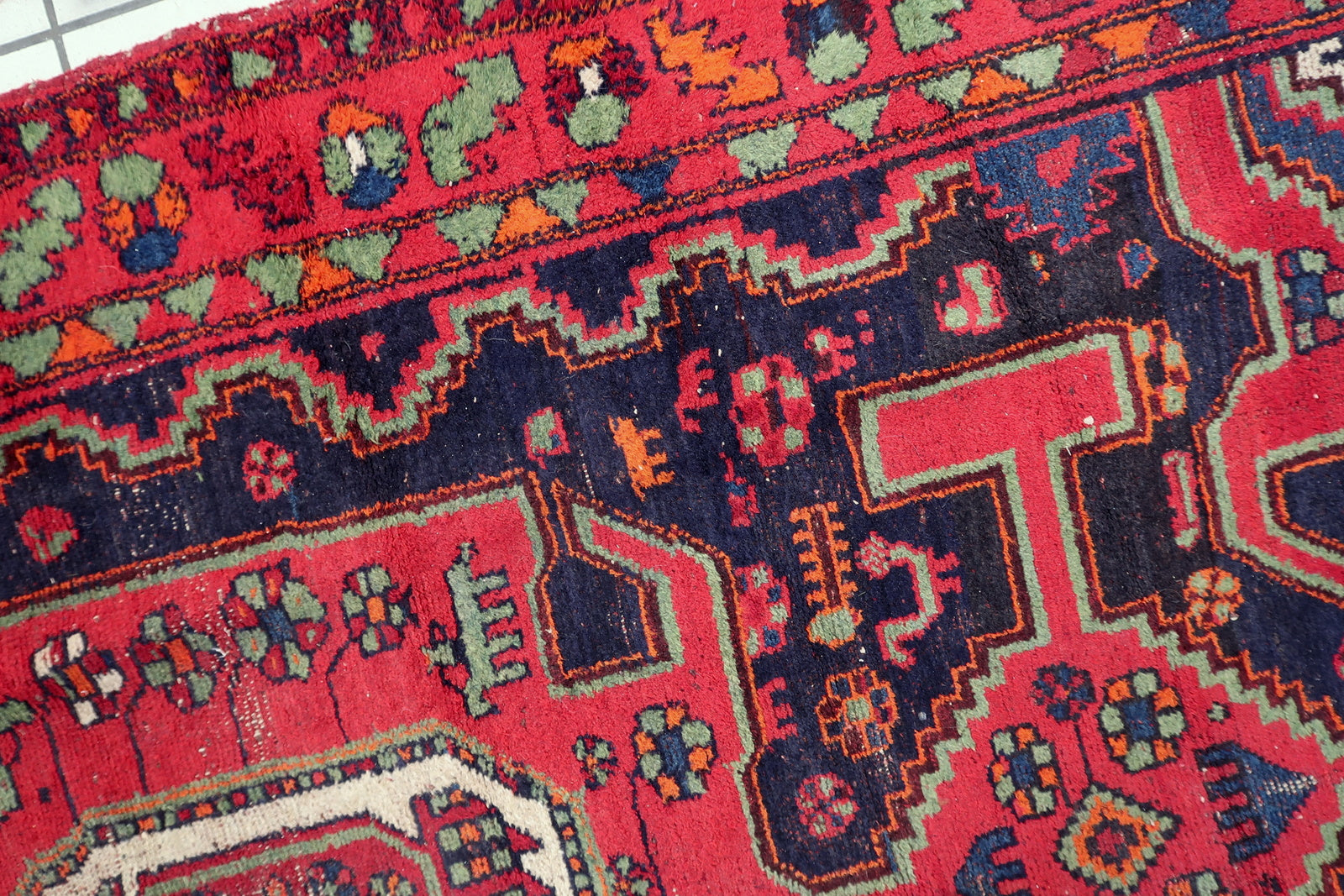 Antique Persian Hamadan rug, handwoven wool carpet with rich earthy tones