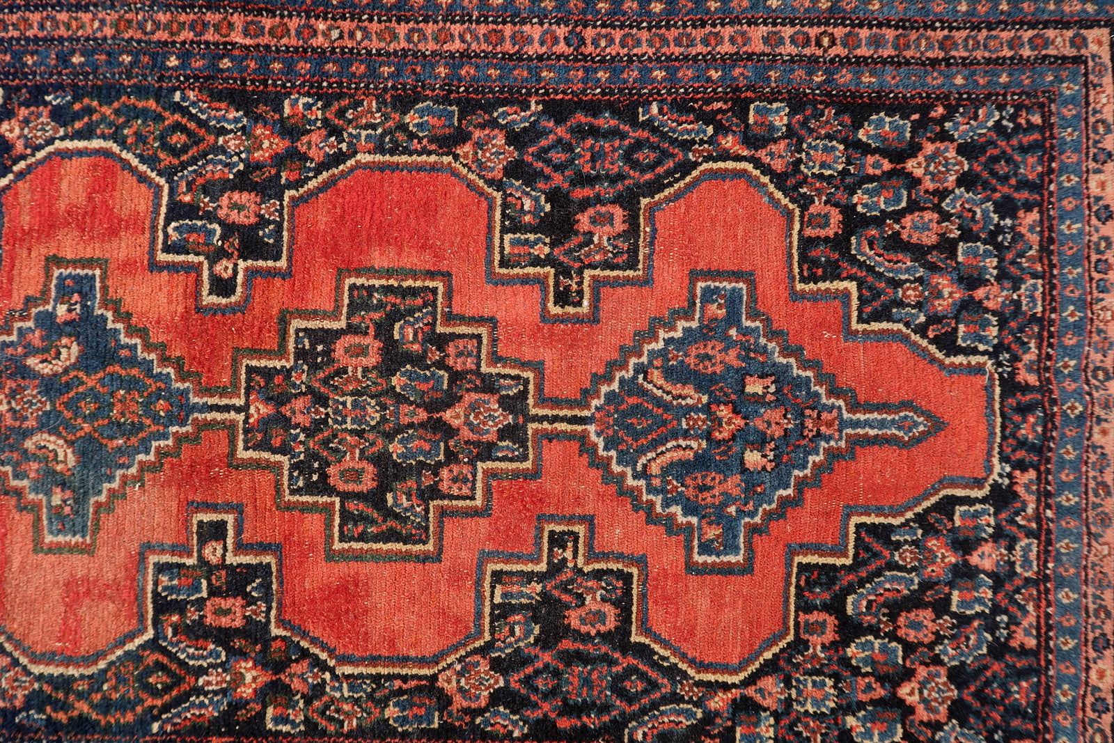 Antique Kurdish Senneh rug, handwoven wool with refined pattern