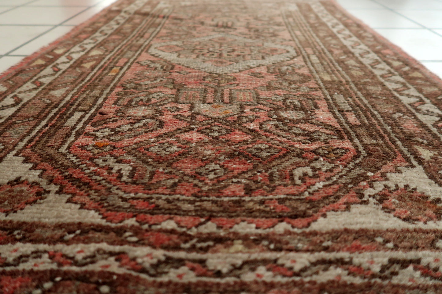 Handmade Persian Hamadan rug, small size wool carpet for entryway or decor