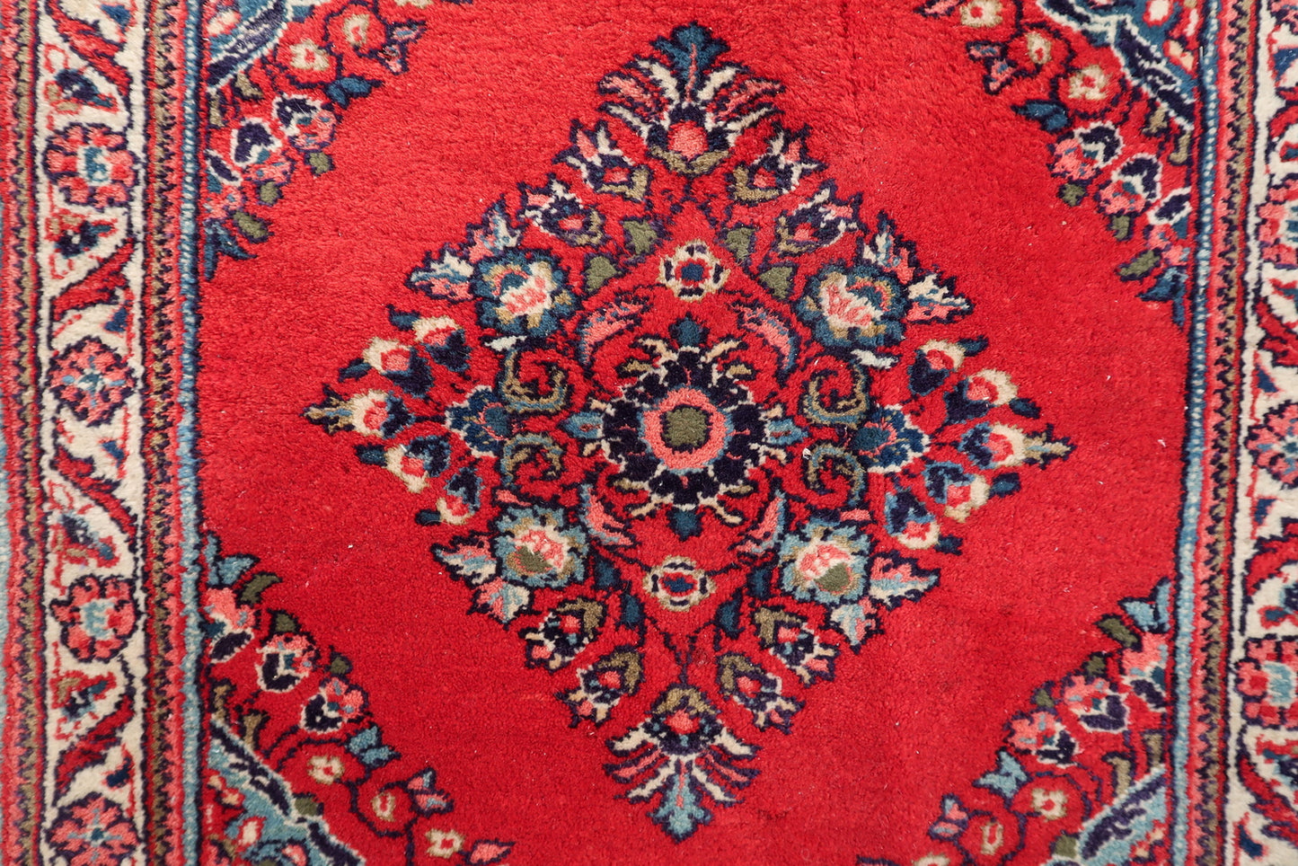 Antique style Hamadan rug, square wool carpet with tribal geometric motifs
