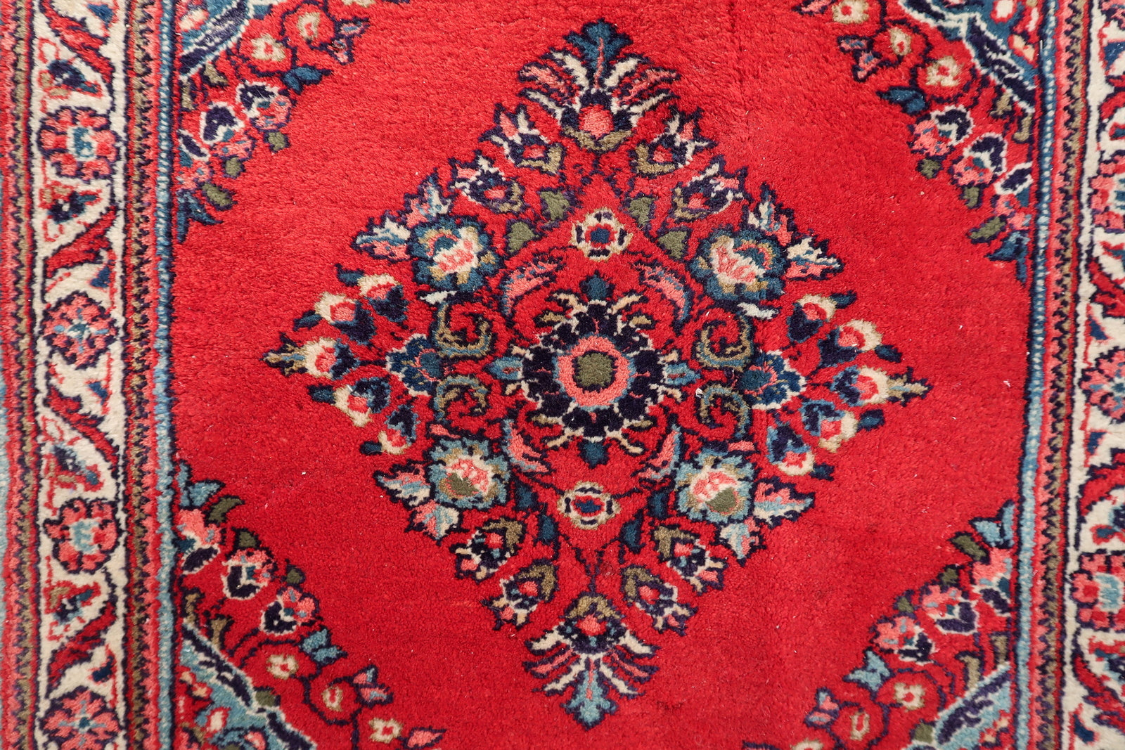 Antique style Hamadan rug, square wool carpet with tribal geometric motifs