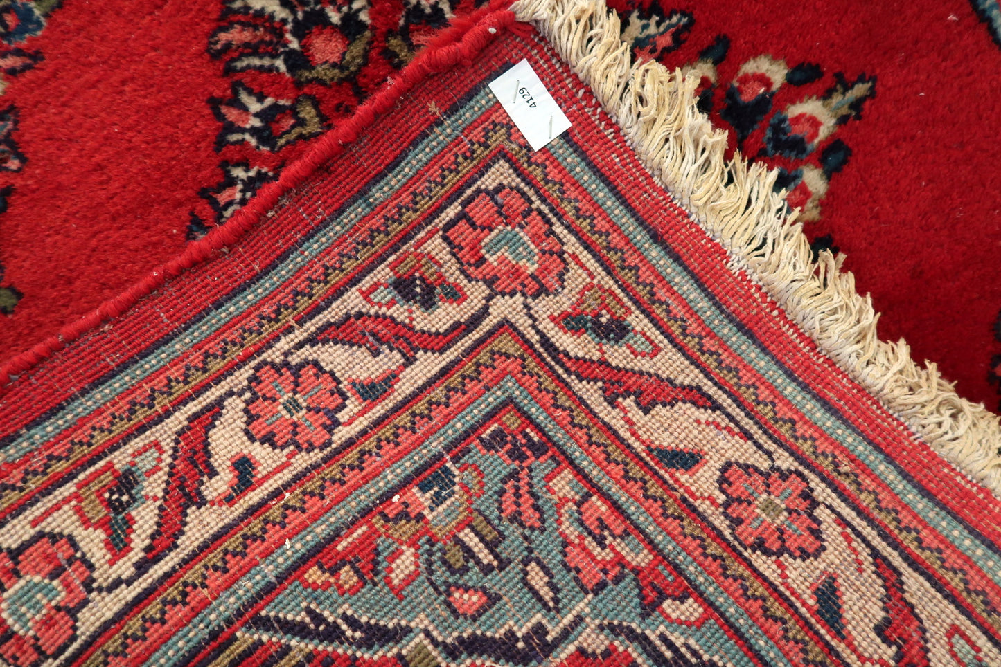 Hamadan square rug, handmade wool with central medallion and floral accents