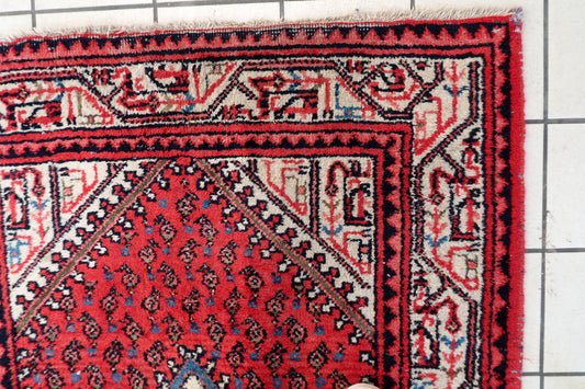 Indian Seraband rug from 1960s, handmade wool carpet with paisley motifs